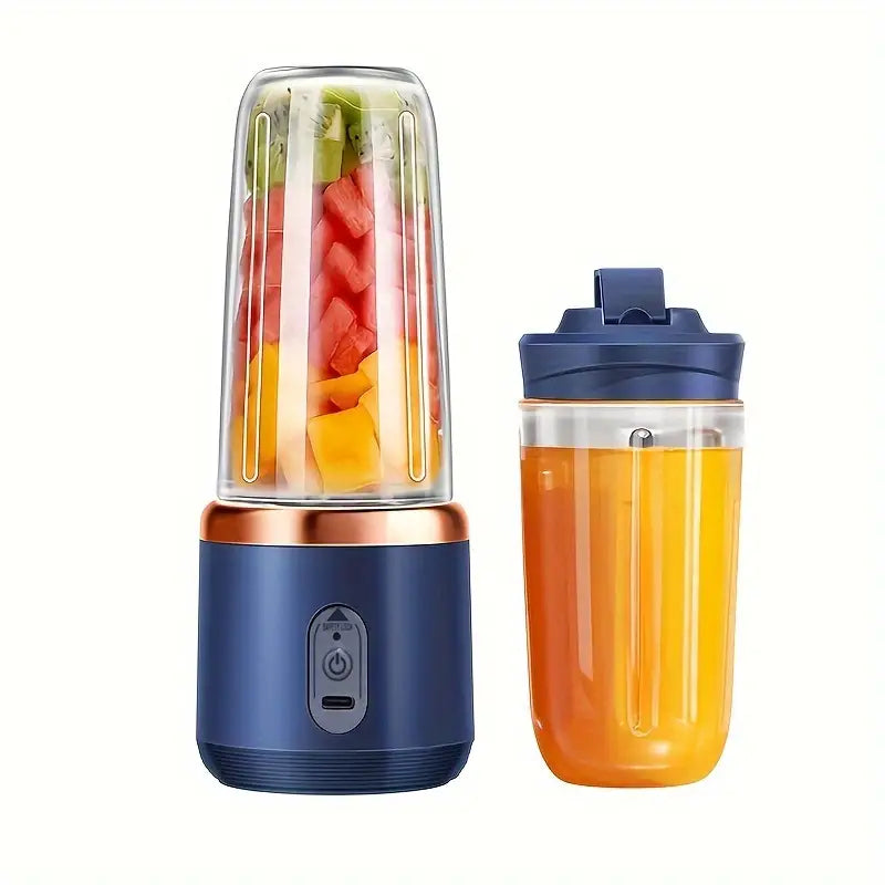 Portable Rechargeable Juicer Cup - Compact USB-Powered Blender with 1500mAh Battery, Stainless Steel Blade & Transparent Measuring Cup